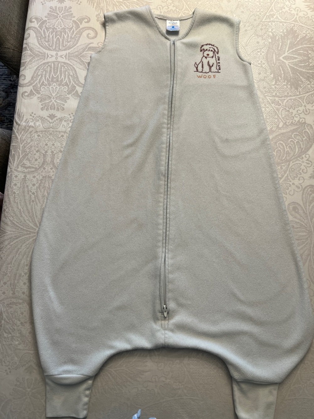 Halo Light Gray Sleep Sack with Puppy Embroidery